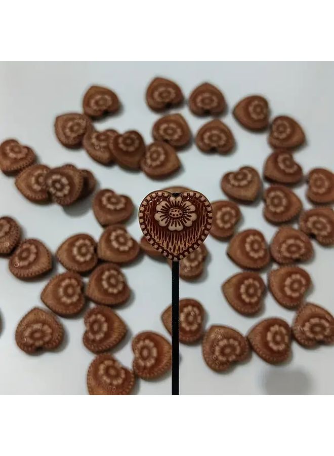 قهوة فاتحة 15 قطعة خرز أكريليك خشبي كلاسيكي طباعة قلب حرف يدوية تصميم سوار صنع المجوهرات - Image 3